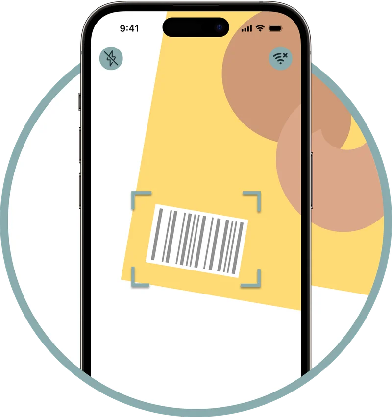 Phone scanning a barcode on a food product