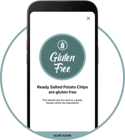 Gluten-free status on Gluten Free Scanner app